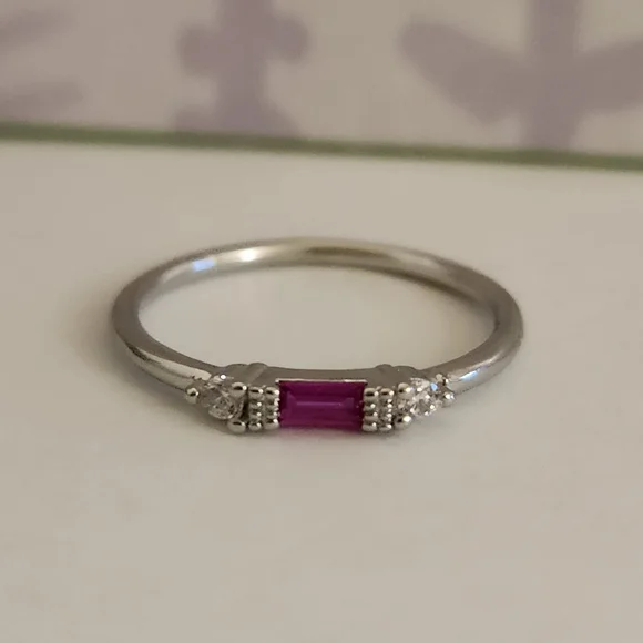 New 925 Silver Ruby Diamond Band Stacking Ring for Women - Picture 3 of 13